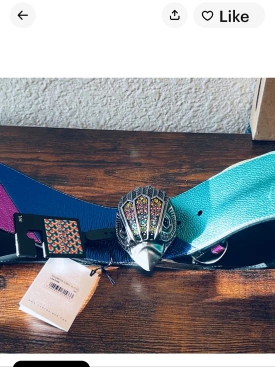 Kurt Geiger Crystal Eagle Head Metallic Wide Belt  Nwt Rare - Picture 4 of 12